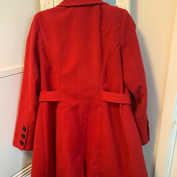 Poppy Red Pea Coat - Picture 3 of 5